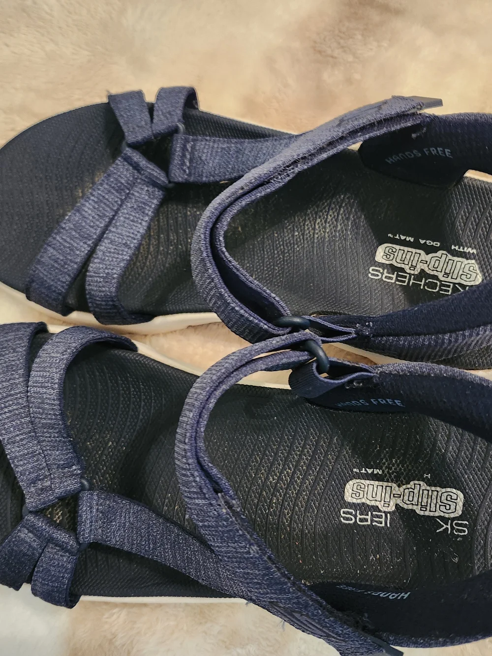 Skechers Go Walk Slip In Navy Blue Sport Sandals Women Size 7